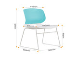 Modern Stacking Chairs Set of 4 in White and Blue with Polypropylene Seat and Fiberglass Reinforced W3788P372655