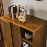 Mid Century Modern Rattan Sideboard Cabinet, Buffet Cabinet for Entryway Hallway Living Room Kitchen W1801P195620