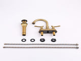 2-Handle 4-Inch Brushed Gold Bathroom Faucet, Bathroom Vanity Sink Faucets with Pop-up Drain and 74919420