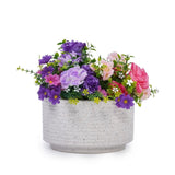 Handmade Ceramic Planter Set of 2, 11" & 8" Diameter, White with Vertical Ridges, for Aquatic Plants W3273P322550
