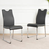 Modern Charcoal PU dining chair, cloth upholstered chair, electroplated metal chair legs, suitable W210P224289