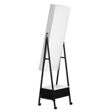 Full wooden floor style, with 1 large drawer, 4 wheels, white light beads, jewelry storage 17793812