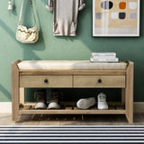 Shoe Rack with Cushioned Seat and Drawers, Multipurpose Entryway Storage Bench 51016143