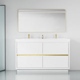 60" Freestanding Bathroom Vanity with Sink, Bathroom Storage Vanity Cabinet with Stone Resin W1573P211197