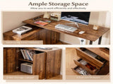 Reversible L-Shaped Desk with Built-in Charging Station, Home Office Desk with Drawers & File 04161384