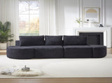 106.3-inch V-shaped modular sofa set in chenille fabric, featuring three throw pillows and W3505P383965