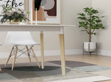 Modern Dining Table 47 Inch Kitchen Table Rectangular Top with Solid Wood Leg-White W112040061