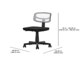 Armless Height-Adjustable Low-Back Task Chair with Plush Padded Seat, White Mesh 16124070