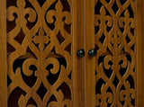 Hand-Carved Arched, Solid Wood Storage with Open Shelf & 2 Doors, Tall Narrow Accent W3123P485765