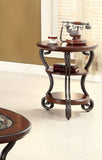 ZNTS Traditional Style Brown Cherry 1pc SIDE TABLE Open Bottom Shelf Ornate Design Living Room Furniture B011P203062