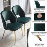 Dark Green Velvet Dining Chairs with Metal Legs and Hollow Back Upholstered Dining Chairs Set of 4 W1164P188246