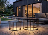 2-Pack Solar Powered Nesting Side Table Set, Modern Round End Tables with Solar LED Lights, Metal 52310929