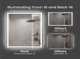 48"x36" LED Bathroom Mirror, Front-Lit and Back-Lit, 3 Color Tem Adjustable, Brightness Memory, 91421693