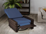 Outsunny Reclining Rattan 360&deg Swivel Chair Cushioned Recliner, Dark Blue W2225P485593