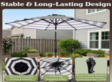 9 Ft Striped Outdoor Patio Umbrella with Tilt, Black and White 62497367