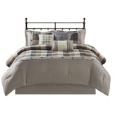 7 Piece Herringbone Comforter Set Neutral Queen B03597190
