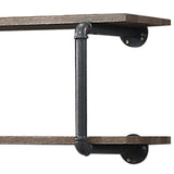Antique Oak and Sandy Grey 2-Tier Wall Shelf B062P184601