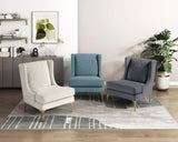 Modern Luxury Dark Gray Chenille Upholstery Wingback Accent Chair 1pc Gold Finish Metal Legs Pocket B011P308541