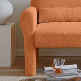 modern boucle accent chair with lumbar pillow for living room W848141060