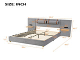 Queen Upholstered Platform Bed, Two Outlets and USB Charging Ports on Both Sides, Two Bedside WF324746AAE