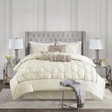 7 Piece Tufted Comforter Set Ivory Full B03597141