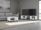 Carter 2 Piece Living Room Set, Streamlined with TV Stand and Coffee Table, White B097P474316