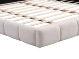 Elegant Beige Chenille Upholstered Bed with Checkerboard Design, King, Beige N769P264802A