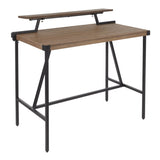 Gia Industrial Counter Table in Black Metal and Brown Wood-Pressed Grain Bamboo by LumiSource B202P223310