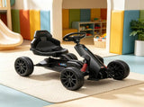 Black Kids Pedal Go Kart, Adjustable Seat, Durable Swing Axle, Safe Outdoor Ride-On Toy 03511045