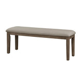 Fabric Upholstered Seat 1pc Bench Wire Brushed Brown Finish Wooden Frame Dining Room Furniture B011104524