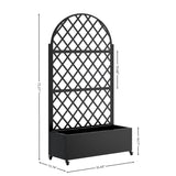 Round Metal Planter with Trellis, 73"x35"x16 Metal Raised Garden Bed with Trellis, Metal Planter W347P331028