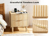 Set of 2 Nightstands with 2 Drawers and Slatted Finish Chest of Drawers Featuring a US-Standard 00400609