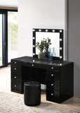 1pc Glam Contemporary Upholstered Round Swivel Vanity Stool Button Tufted Seat Black B2741P322610