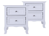 2pcs Country Style Two-Tier Night Tables Large Size White 34800355