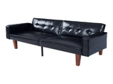 Modern PU Leather Futon Sofa with Tufted Backrest, Adjustable Reclining Couch with Wood & Metal 60542537