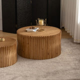 Vintage Fashion Style Cylindrical Nesting Coffee Table Set with Vertical Textured Embossed Design W757P195740