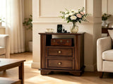 () 2-Drawer Bedside with Shelves and Sockets MDF Painted Retro Bedside 55091139
