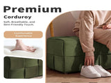 Ottoman Foot Rest Soft and Comfortable Ottoman Square Corduroy Woven Design Sofa Stool Green W3851P453270