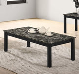 ZNTS Contemporary Black Faux Marble Top 1x Coffee Table and 2x End Tables 3pc Coffee Table Set Living B011P237499