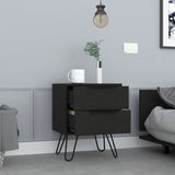 Augusta 2 Nightstand , End Table, Side Table Four Legs, Two Drawers -Black B20092070