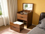 3-in-1 Vanity Desk with Lighted Mirror & Stool, Flip Top Makeup Dressing Table, Compact Storage for 70547750