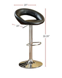 Black Faux Leather Stool Adjustable Height Chairs Set of 2 Chair Swivel Design Chrome Base PVC B01149814