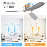 52 Inch Flush Mount Ceiling Fan with Dimmable Led Light 3 ABS Fan Blades Reversible DC Motor For W934P211139