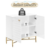 White Modern 2-Door Locker Accent Cabinet with Tapered Metal Feet T3609P333096