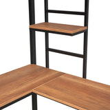 Twin Metal Loft Bed with Desk and Shelve,Black MF292037AAB