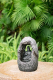 ZNTS 8.3x5.9x13.6" Decorative Gray Tabletop Water Fountain with Sitting Buddha and LED Light, for Indoor W2078138938