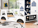 Twin Size Classic Car-Shaped Platform Bed with Wheels,White WF296353AAK