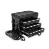 3-Drawer Tool Chest Rolling Mechanic Seat with Tool Trays,350lbs Max Weight Capacity,Black W2660P276699