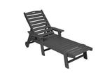 Lounge Chair Outdoor with Wood Texture,Oversized Chaise Chair with 5 Positions, HDPE, Patio W2103P254597