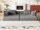 72.4 inch convertible sofa bed, corduroy fabric sofa with two side storage pockets and two cushions, W3505P355571